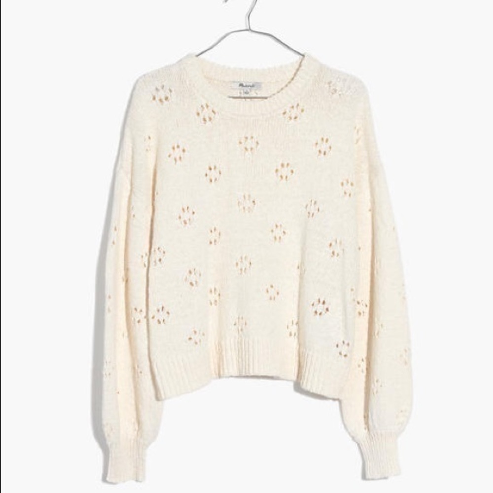NWT Madewell Floral Pointelle Pullover Sweater